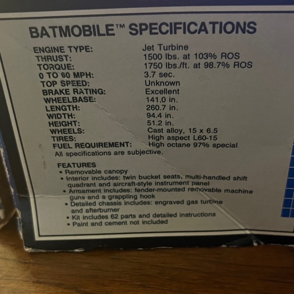 MT Batman Batmobile Model Kit - Sleek Black Design: open box - Picture 2 of 5